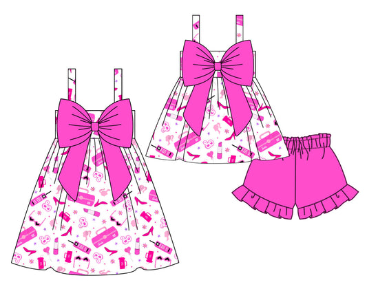 Baby Girl Straps Pink Bows Doll Sibling Dress Set ( Moq 5 Each Style ) 2.19