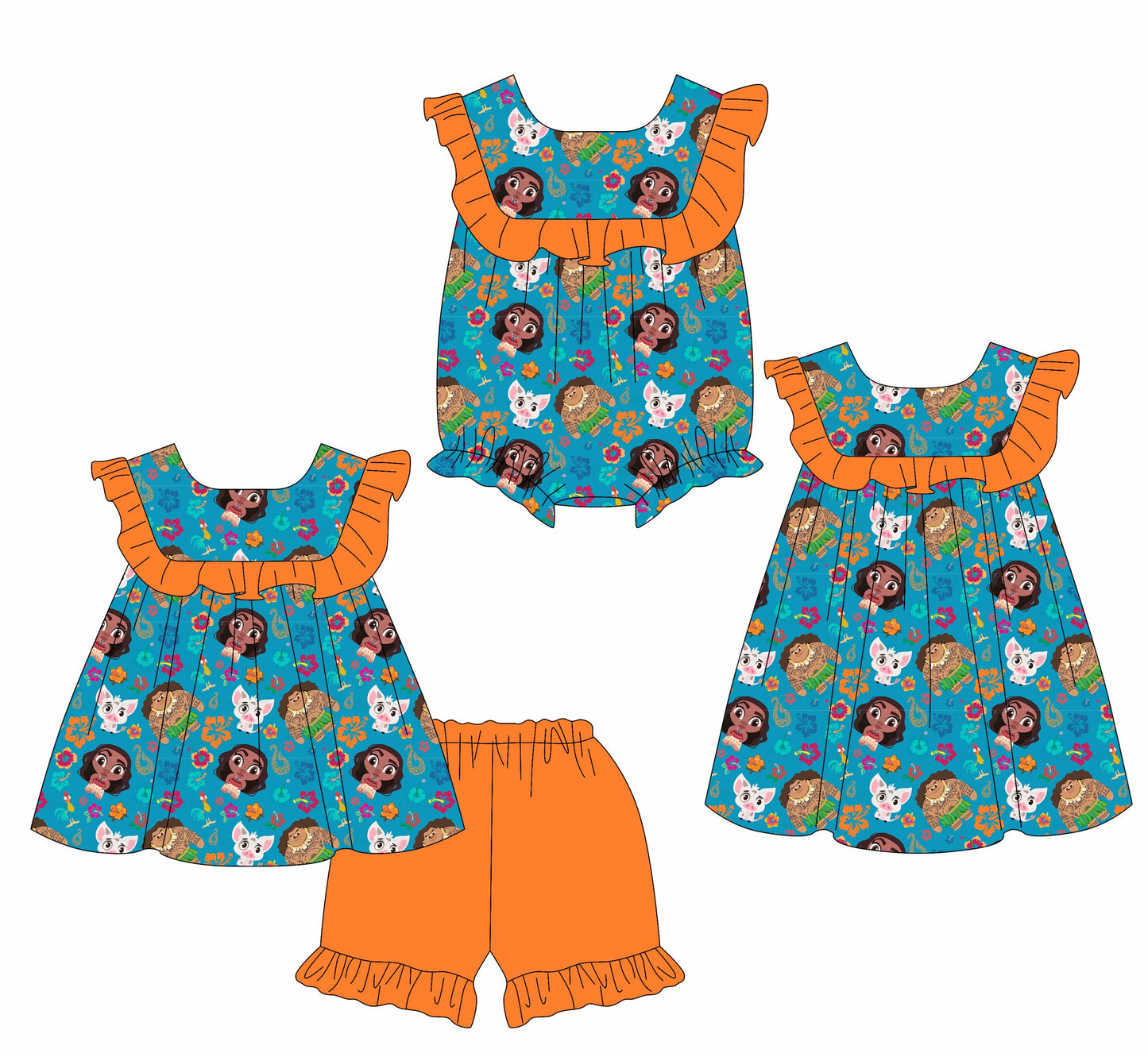 Baby Girl Flower Cartoon Sibling Romper Dress Set ( Moq 5 Each Style ) 2.11