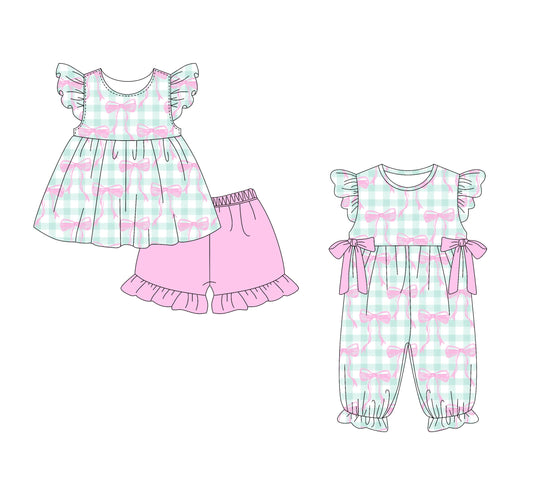 Baby Girl Bows Checked Sibling Romper Set ( Moq 5 Each Style ) 1.15