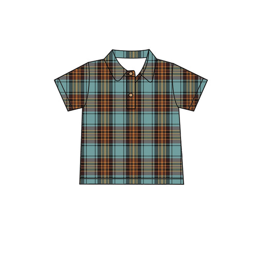 Baby Boy Short Sleeves Plaid Shirt Tops Moq 5