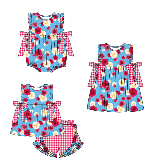 Baby Girl Flower Bows Sibling Romper Dress Set ( Moq 5 Each Design ) 12.12
