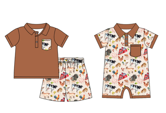 Baby Boy Farm Animals Sibling Romper Set ( Moq 5 Each Style ) 1.20