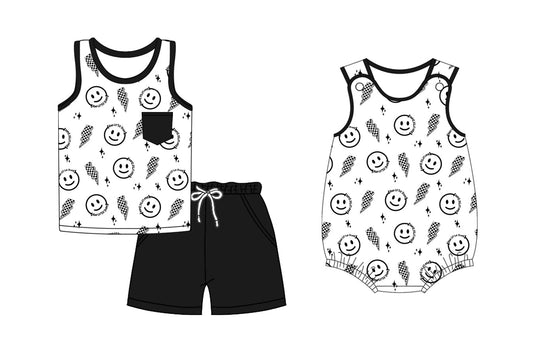 Baby Boy Sleeveless Smile Sibling Romper Set ( Moq 5 Each Style ) 2.15