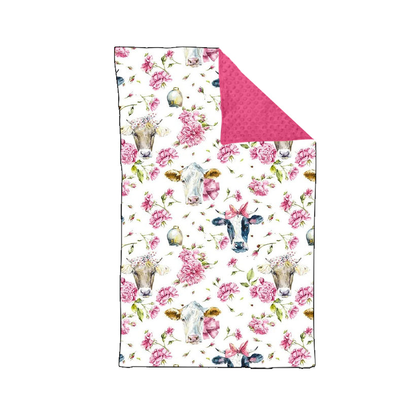 Baby Girl Infant Cow Flower Western Blanket