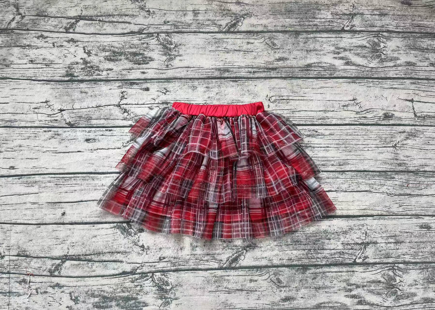 Baby Girl Christmas Plaid Tulle Skirt