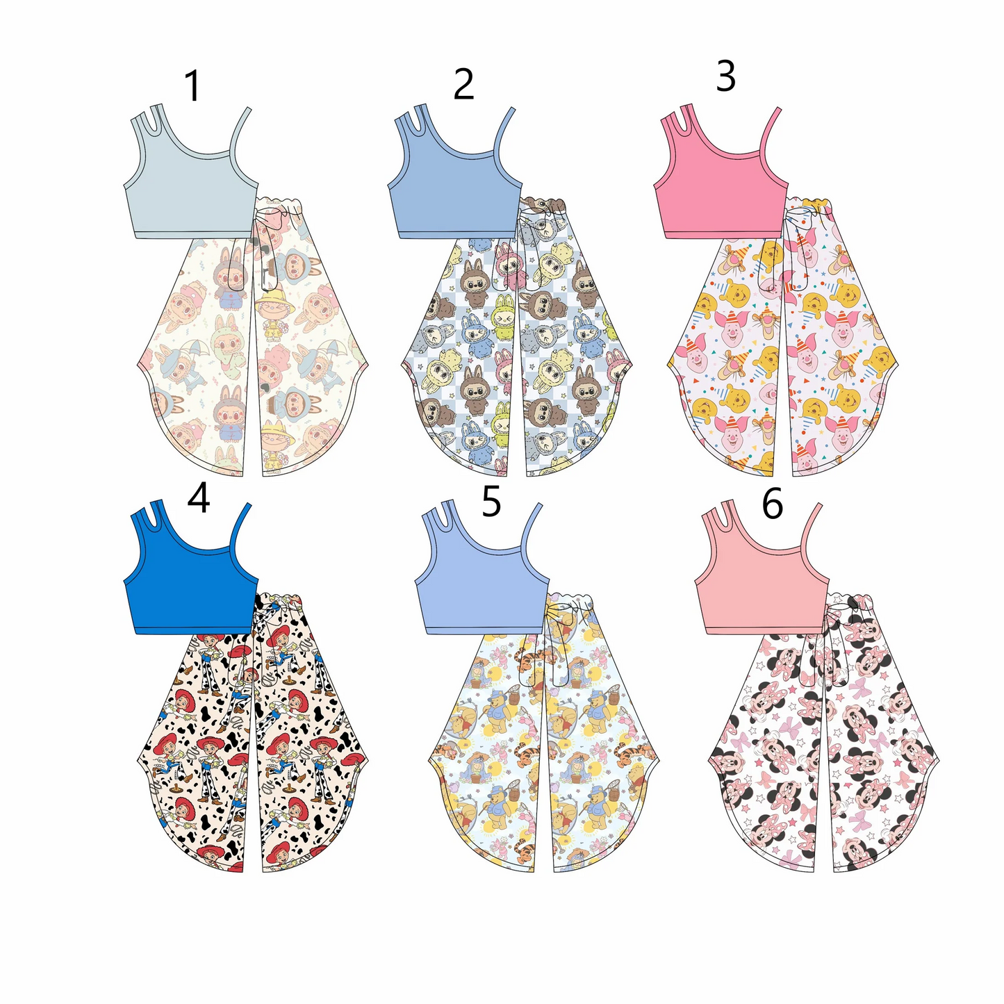 Baby Girl Sleeveless Cotton Tops Cartoon Pants Sibling Set ( Moq 5 Each Style ) 4.2