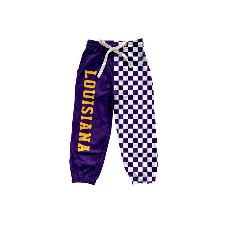 ( Moq 5 ) Baby Boys Kids Purple Checked Pockets Pants Bottoms Team Clothes