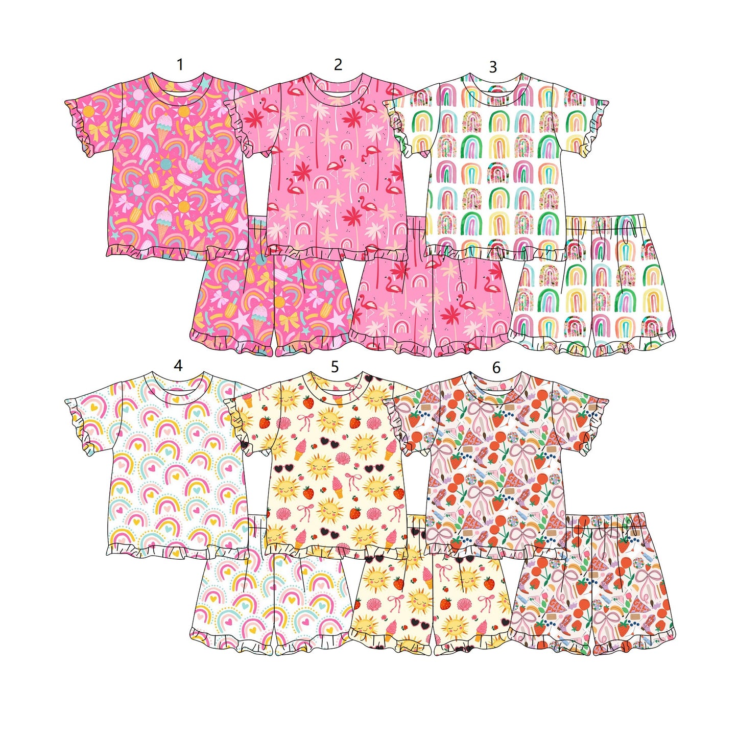 ( Moq 5 Each Style ) Sibling Baby Girls Toddler Short Sleeves Shorts Summer Outfits Clothes