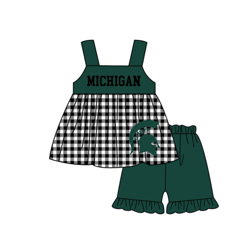 ( Moq 5 Each Style ) Baby Boys Girls Kids Plaid Team Sibling Green Rompers Dress Sets
