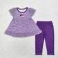 Baby Girl Purple Stripes Embroidery Football Tunic Pants Set