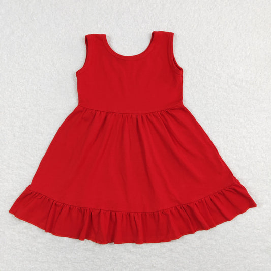 GSD0660 Baby Girl Sleeveless Red Cotton Dress