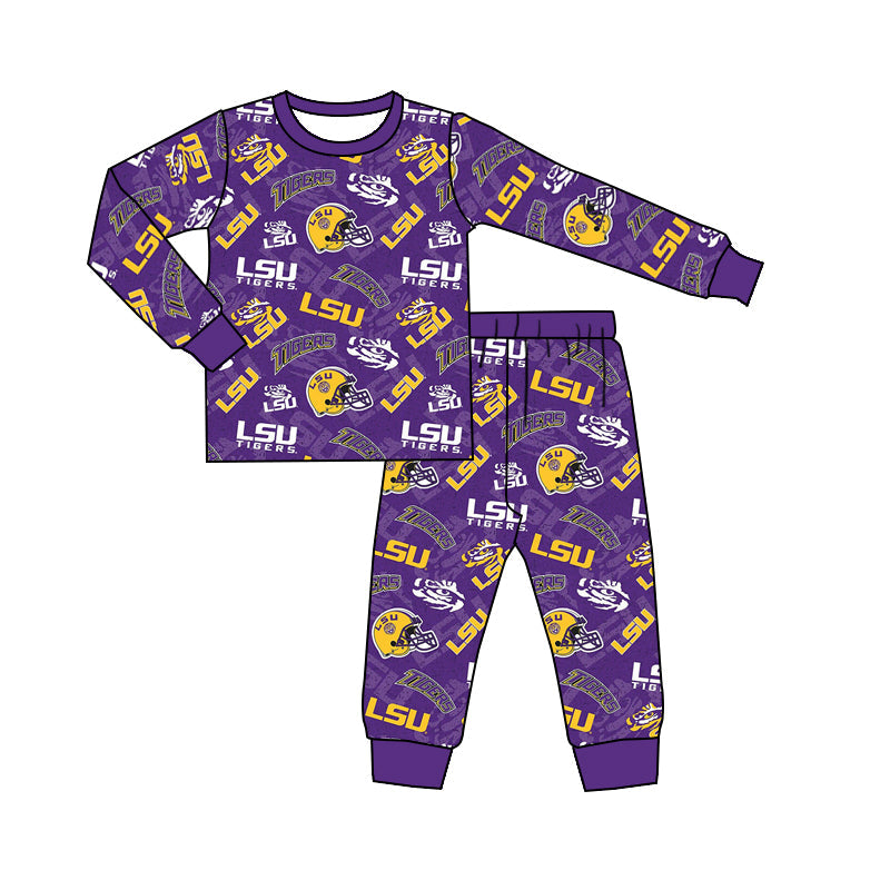 Baby Boy Purple Team Shirt Pants Pajamas Clothes Set