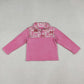 Baby Girl Pink Long Sleeves Bows Zipper Fleece Pullover Shirt RTS
