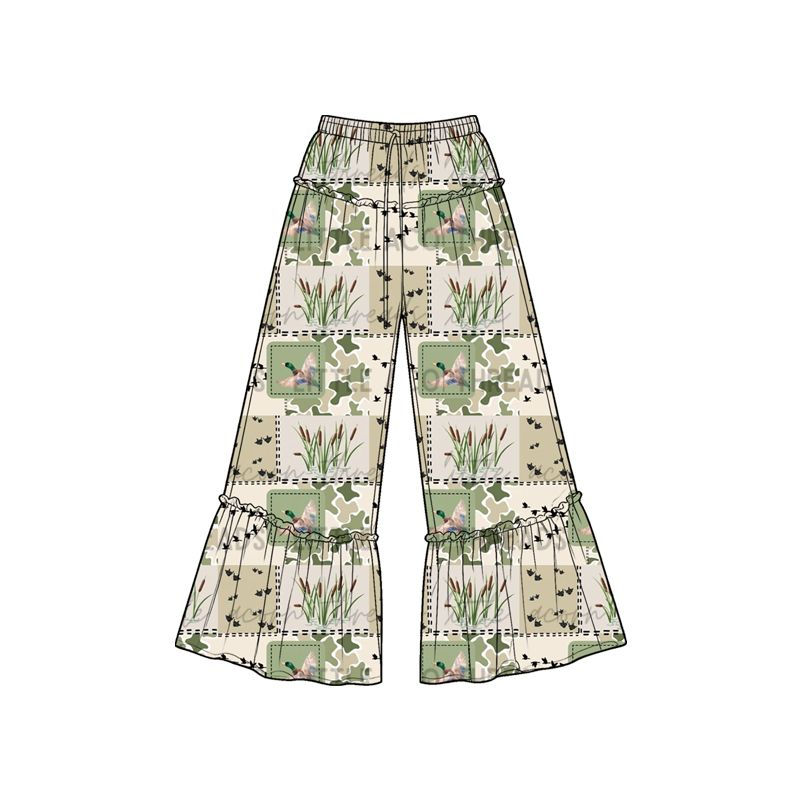 ( Moq 5 ) Baby Girls Kids Ducks Green Camo Ruffle Pants Bottoms Clothes