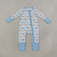 Baby Boys Kids Long Sleeves Christmas Zipper Sleeper Footie Romper Blue Clothes RTS