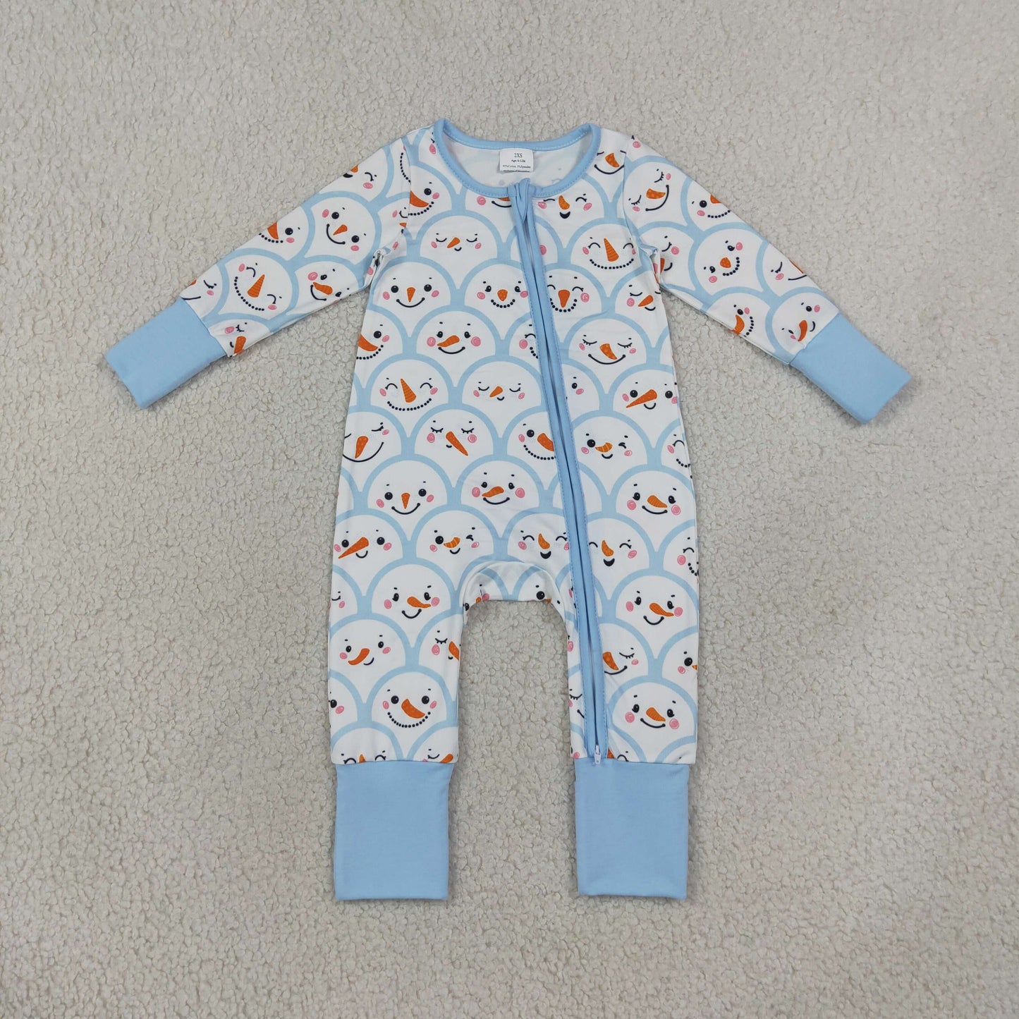 Baby Boys Kids Long Sleeves Christmas Zipper Sleeper Footie Romper Blue Clothes RTS