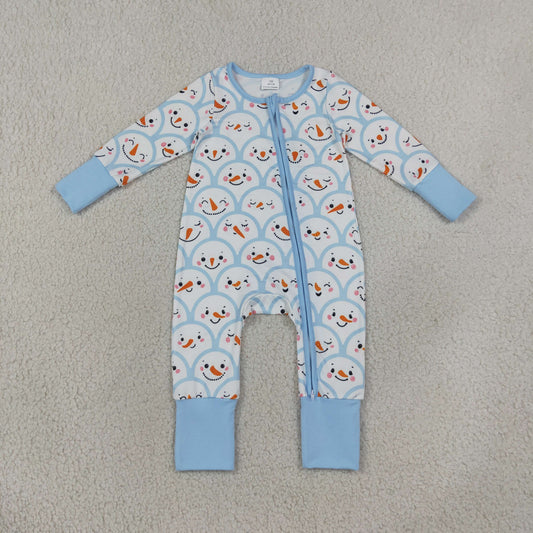 Baby Boys Kids Long Sleeves Christmas Zipper Sleeper Footie Romper Blue Clothes RTS