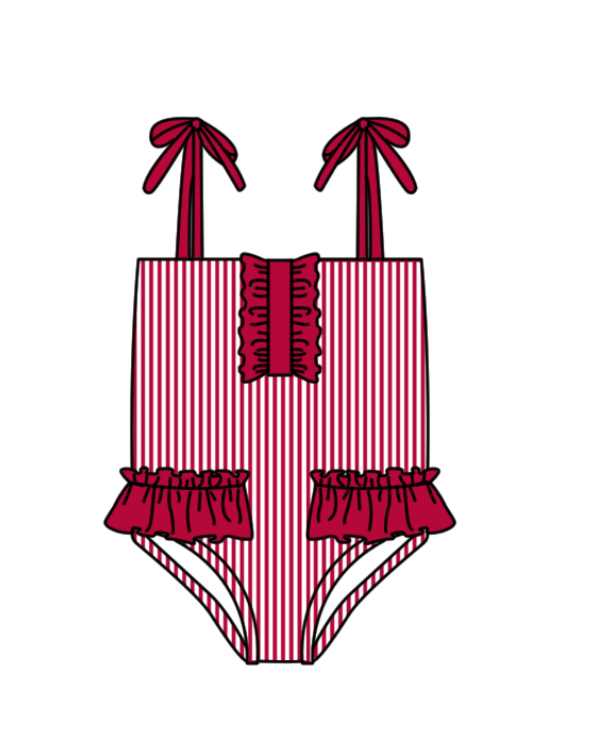 ( Moq 5 Each Style ) Baby Boys Girls Kids Team Sibling Red Jumpsuits Sets Swimsuits
