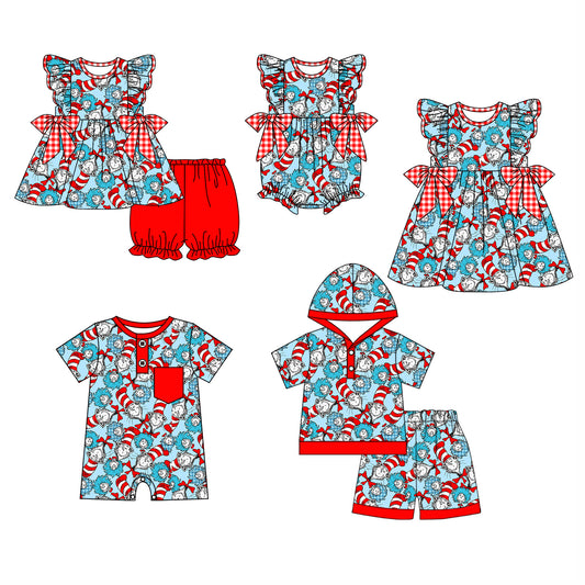 Baby Boy Girl Short Sleeves Reading Sibling Dress Romper Clothes Set ( Moq 5 Each style ) 11.30