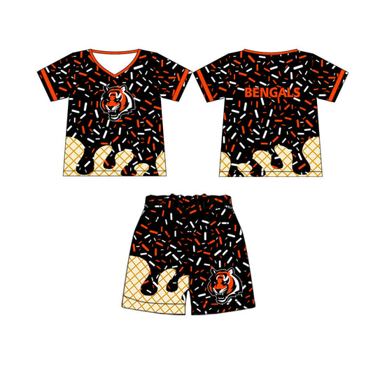 (Moq 5) Baby Boy Short Sleeves Shirt Shorts Set Team Tiger Clothes
