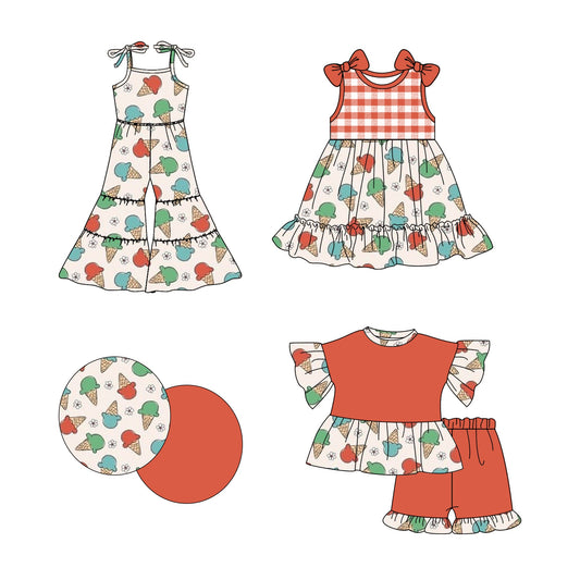 Baby Girl Popsicles Checked Sibling Jumpsuit Dress Set ( Moq 5 Each Style ) 2.20