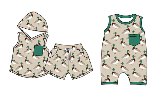 Baby Boy Sleeveless Duck Sibling Matching Romper Clothes Set Moq 5 Each Design