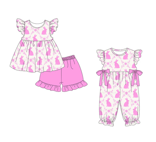 Baby Girl Easter Rabbits Sibling Romper Set ( Moq 5 Each Style ) 1.15