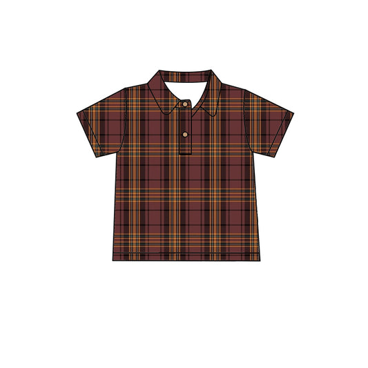 Baby Boy Short Sleeves Plaid Shirt Buttons Tops Moq 5