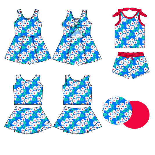 ( Moq 5 Each Style ) Baby Girl Sleeveless Flower Sibling Blue Dress Set 3.22