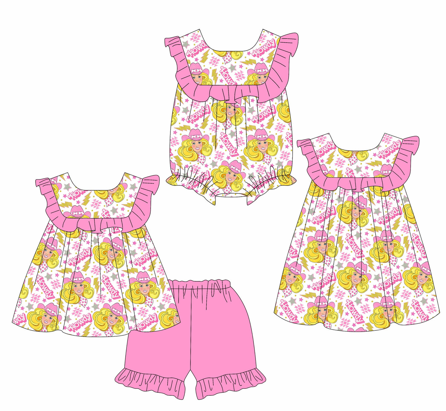 Baby Girl Doll Ruffle Sibling Romper Dress Set ( Moq 5 Each Style ) 2.11
