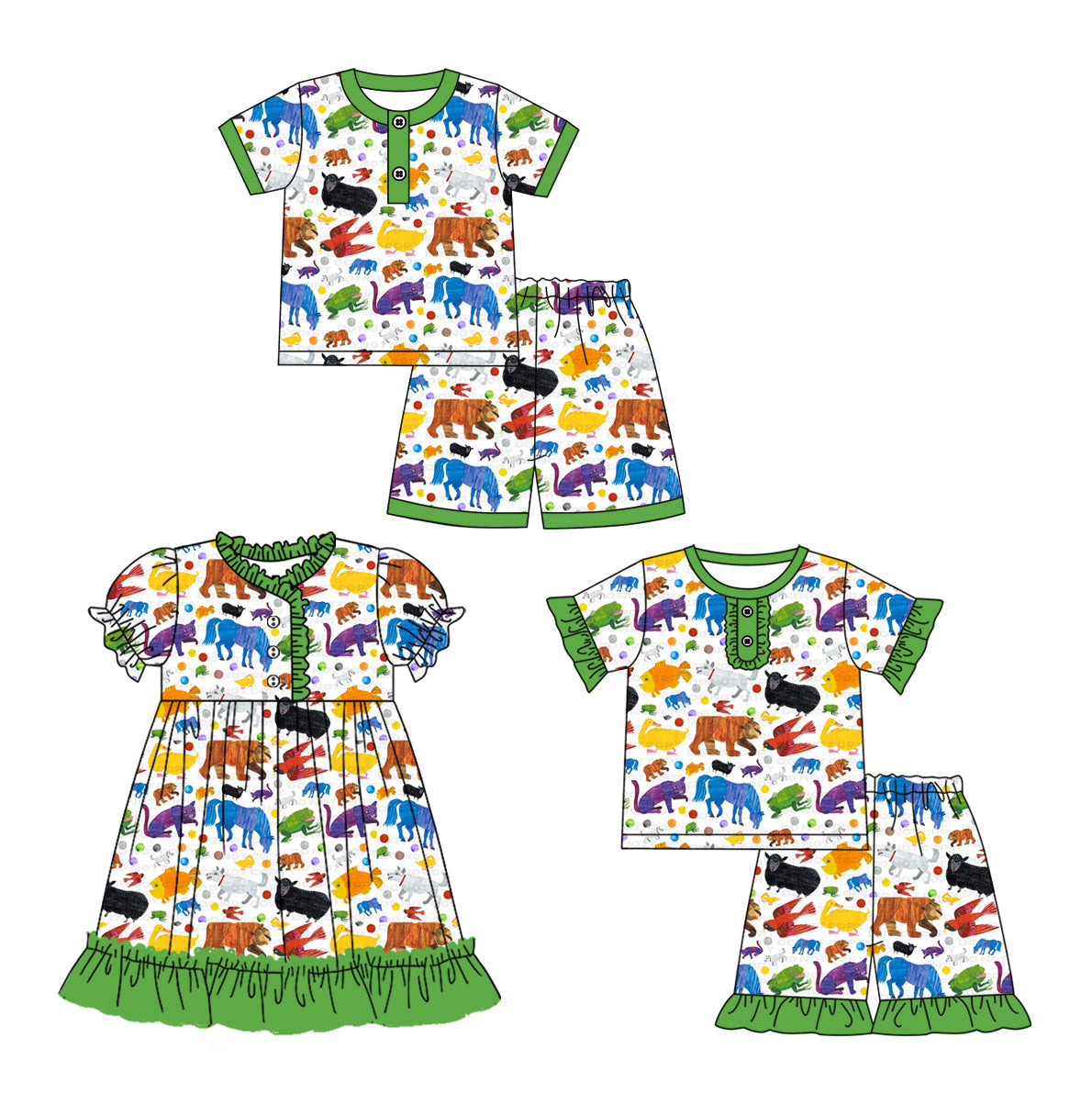 Baby Boy Girl Short Sleeves Colorful Sibling Dress Set ( Moq 5 Each Style ) 2.27