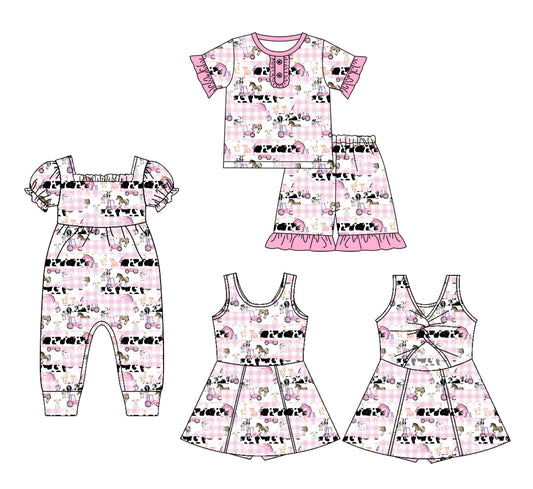 Baby Girl Farm Animals Pink Sibling Romper Dress Set ( Moq 5 Each Style ) 1.20