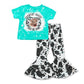 Baby Boy Toddler Short Sleeves Western Cow Shirt Tops