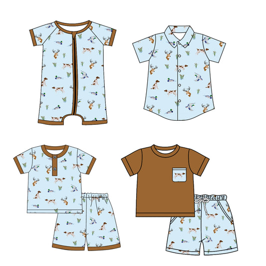 Baby Boy Short Sleeves Ducks Blue Sibling Romper Shirt Set ( Moq 5 Each Style ) 3.11