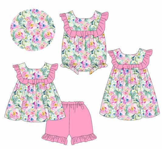 Baby Girl Flower Ruffle Sibling Romper Dress Set ( Moq 5 Each Style ) 1.13