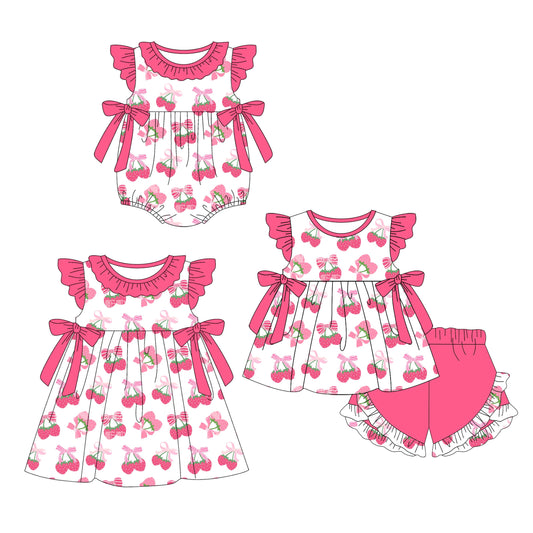 Baby Girl Short Sleeves Strawberry Bows Sibling Romper Dress Set ( Moq 5 Each Style ) 3.31