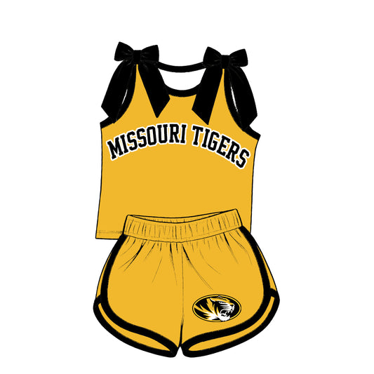 ( Moq 5 ) Baby Girls Kids Sleeveless Bows Shirt Shorts Team Set Clothes
