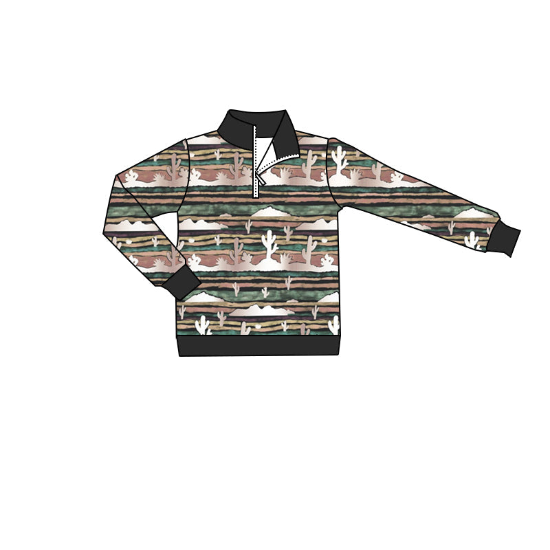 Baby Boy Western Cactus Zipper Long Sleeves Shirt