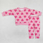 Baby Girl Long Sleeves Valentines Hearts Shirt Pants Pajamas Pink Set