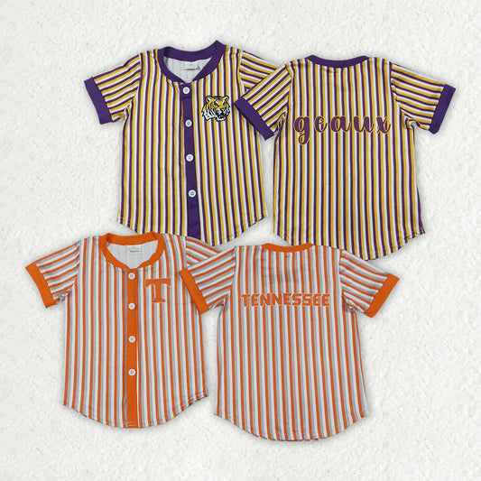 Sibling Baby Boy Kids Short Sleeves Stripes Buttons Shirts Team Tops Clothes RTS