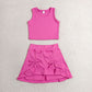 Baby Girls Kids Pink Tops Shorts Skirt Shorts Summer Yoga Active Clothes Set RTS