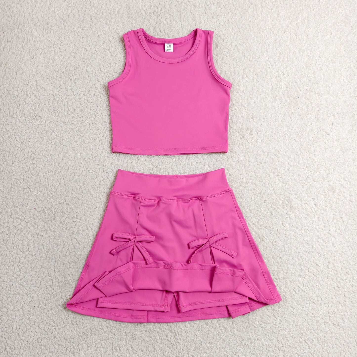 Baby Girls Kids Pink Tops Shorts Skirt Shorts Summer Yoga Active Clothes Set RTS