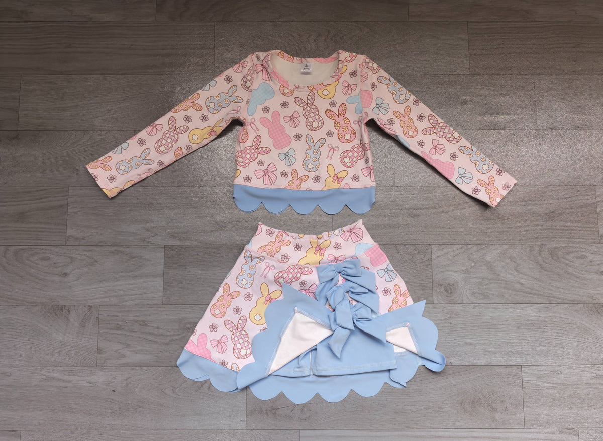 ( No moq ) Preorder Baby Girls Kids Rabbits Bows Shirt Skirt Shorts Easter Set Yoga Active Clothes