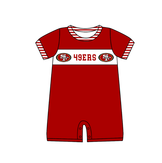 ( Moq 5 ) Baby Boys Infant Red Short Sleeves Team Summer Romper