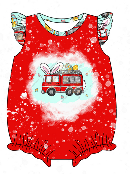 Baby Boy Girl Short Sleeves Easter Rabbits Eggs Bus Sibling Dress Romper Clothes Set ( Moq 5 Each style )12.4