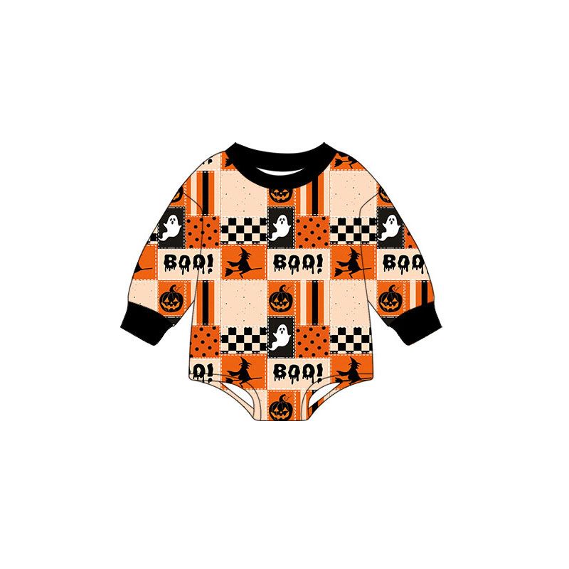( Moq 5 ) Preorder Baby Boys Infant Long Sleeves Halloween Ghosts Bubble Romper Clothes