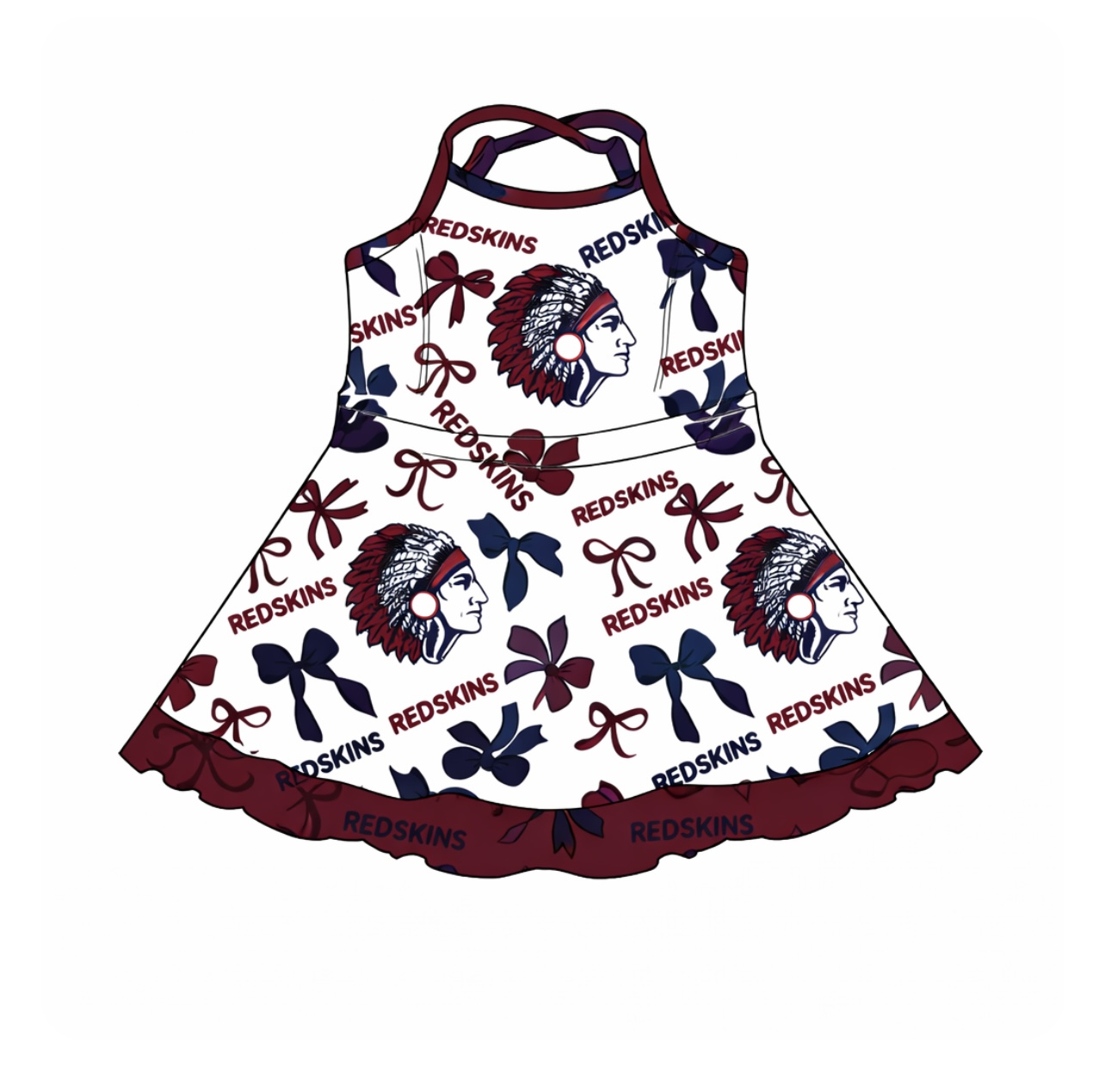( Moq 5 ) Baby Girls Toddler Straps Bows Team Knee Length Dresses Set