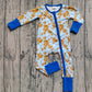 Baby Boy Long Sleeves Cookies Milk Zipper Blue Pajamas Romper RTS