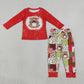 Baby Boy Kids Long Sleeves Cowboy Christmas Red Shirt Pockets Pants Set Clothes RTS
