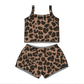 ( Moq 5 ) Preorder Baby Girls Straps Leopard Tops Shorts Summer Set Clothes